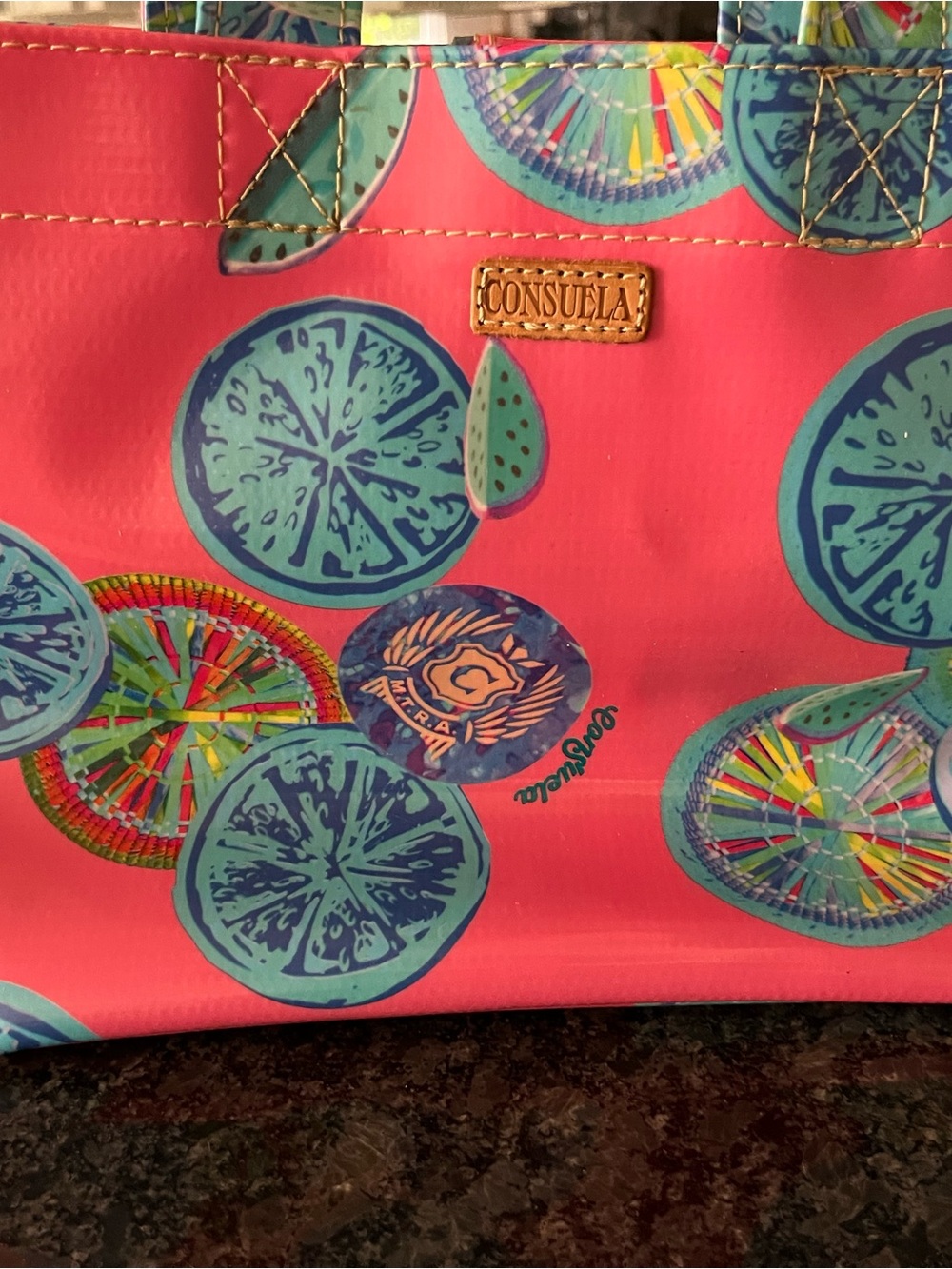 Consuela Pink Citrus Print Oilcloth Tote - Picture 2 of 6